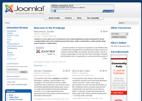 Joomla + Virtuemart Программное обеспечение инетрнет-магазина