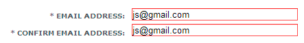 Повторные поля ввода е-мейла