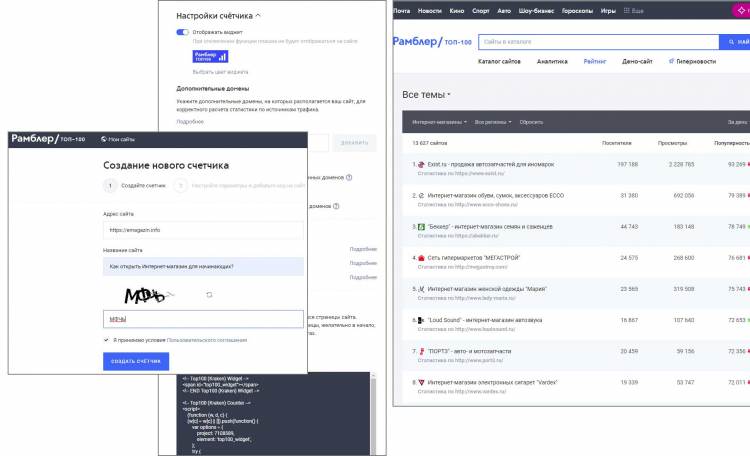 Настройка и установка счетчика Rambler TOP 100