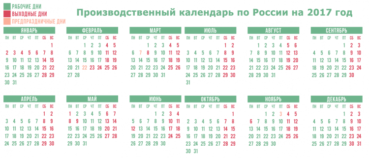 Календарь праздников по России за 2017 год